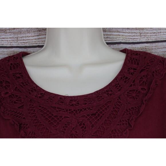 VINTAGE IVY Collectibles Womens Size Large Short Sleeve Pullover Shirt Maroon - Picture 2 of 6